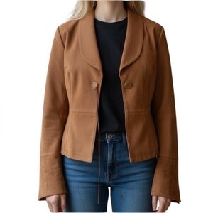 Parallel NWT Vegan Faux Suede Boho Embroidered Blazer Jacket Womens Lg cowgirl